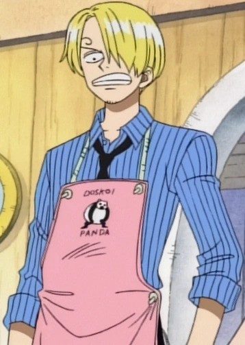 Picture of Black leg Sanji wearing a Doskoi Panda apron